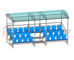 Купить Трибуна для зрителей 3 ряда на 26 мест с навесом и перилами в Павловске 