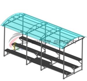 Купить Трибуна для зрителей 3 ряда на 26 мест с навесом (лавки - фанера) в Павловске 